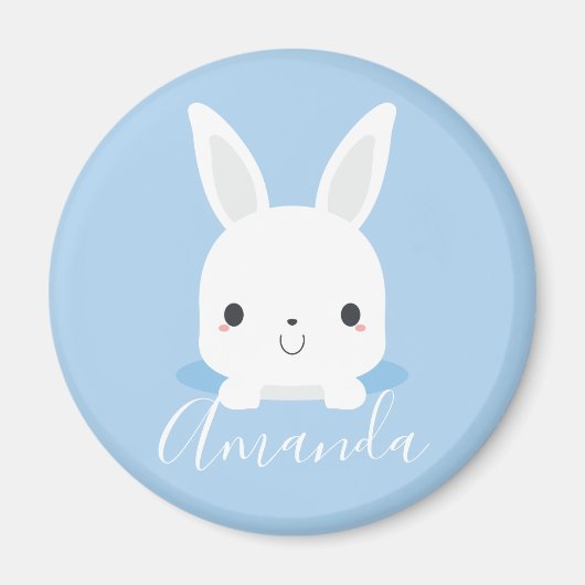 Blue Niedlich Little Bunny Rabbit mit Individuelle Magnet (Vorne)