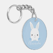 Blue Niedlich Little Bunny Rabbit mit Individuelle Schlüsselanhänger (Vorderseite links)