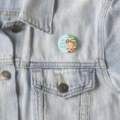 Blue Niedlich Monkey Personalisiert Happy Birthday Button (Beispiel)