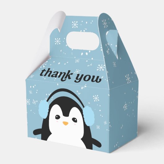 Blue Niedlich Pinguin Winter Baby Dusche Vielen Da Geschenkschachtel (Vorderseite)