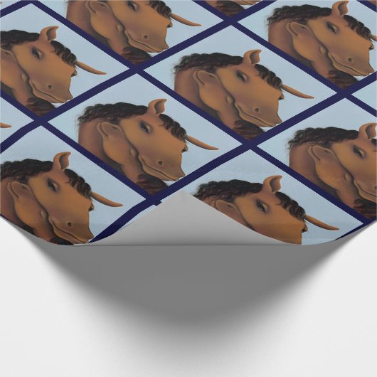 Blue Niedlich Pony Wrapping Paper Geschenkpapier (Ecke)