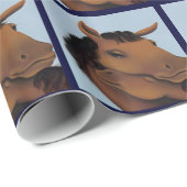 Blue Niedlich Pony Wrapping Paper Geschenkpapier (Rolleneckpunkt)