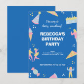 Blue niedlich & quirlige Eis Pizza Geburtstagspart (Vorne/Hinten)