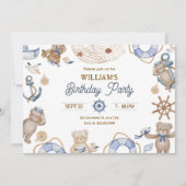 Blue Niedlich Saille Geburtstag Einladung (Vorderseite)