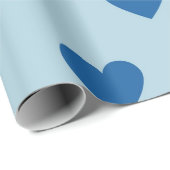 Blue Niedlich Simple Heart Pattern Geschenkpapier (Rolleneckpunkt)