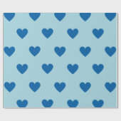 Blue Niedlich Simple Heart Pattern Geschenkpapier (Flach)