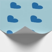 Blue Niedlich Simple Heart Pattern Geschenkpapier (Ecke)