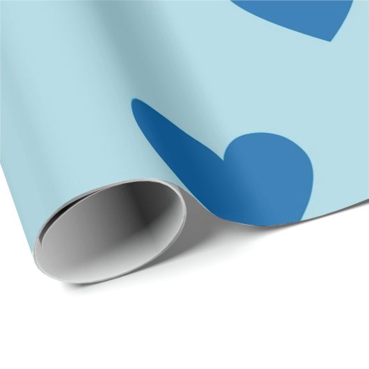 Blue Niedlich Simple Heart Pattern Geschenkpapier (Rolleneckpunkt)