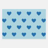 Blue Niedlich Simple Heart Pattern Geschenkpapier Set (Vorderseite 3)