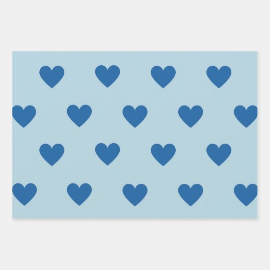 Blue Niedlich Simple Heart Pattern Geschenkpapier Set (Vorderseite 2)