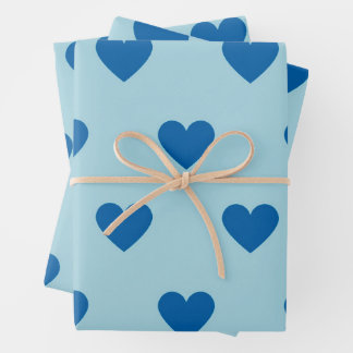 Blue Niedlich Simple Heart Pattern Geschenkpapier Set