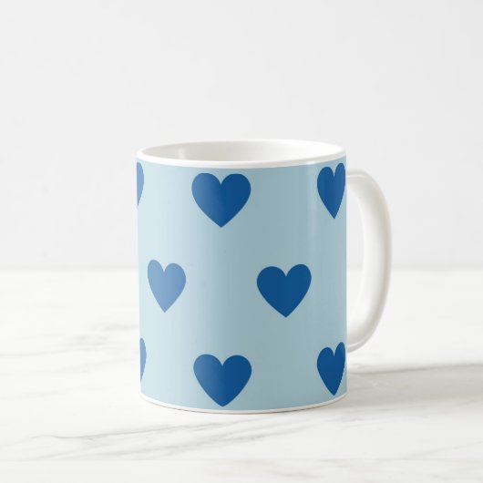 Blue Niedlich Simple Heart Pattern Kaffeetasse (VorderseiteRechts)
