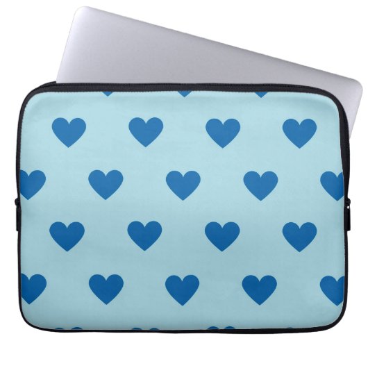 Blue Niedlich Simple Heart Pattern Laptopschutzhülle (Vorderseite)