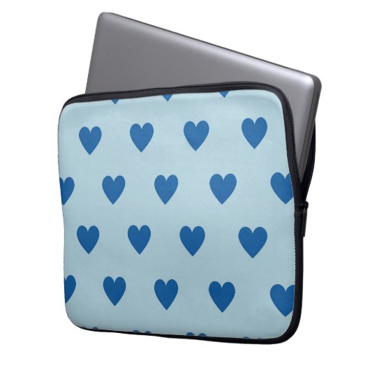 Blue Niedlich Simple Heart Pattern Laptopschutzhülle (Vorderseite Links)