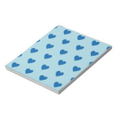 Blue Niedlich Simple Heart Pattern Notizblock (Rotiert)