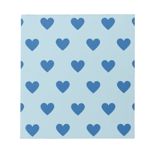 Blue Niedlich Simple Heart Pattern Notizblock (Vorderseite)