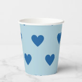 Blue Niedlich Simple Heart Pattern Pappbecher (Rückseite)