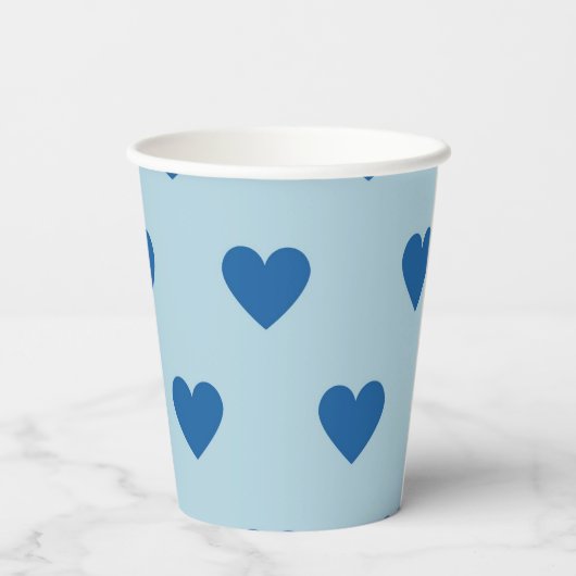 Blue Niedlich Simple Heart Pattern Pappbecher (Rückseite)