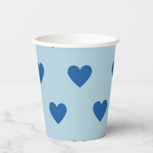 Blue Niedlich Simple Heart Pattern Pappbecher (Vorderseite)