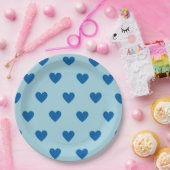 Blue Niedlich Simple Heart Pattern Pappteller (Party)