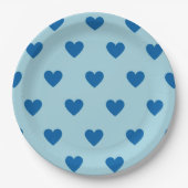 Blue Niedlich Simple Heart Pattern Pappteller (Vorderseite)