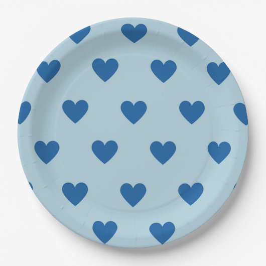 Blue Niedlich Simple Heart Pattern Pappteller (Vorderseite)