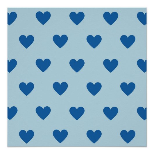 Blue Niedlich Simple Heart Pattern Poster (Vorderseite)