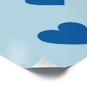 Blue Niedlich Simple Heart Pattern Poster (Ecke)