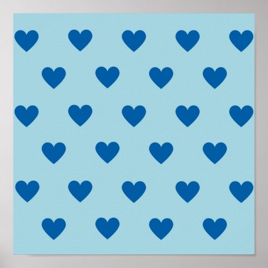 Blue Niedlich Simple Heart Pattern Poster (Vorne)