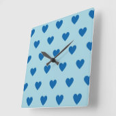 Blue Niedlich Simple Heart Pattern Quadratische Wanduhr (Winkel)