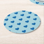 Blue Niedlich Simple Heart Pattern Runder Pappuntersetzer (Angewinkelt)