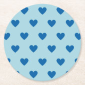 Blue Niedlich Simple Heart Pattern Runder Pappuntersetzer (Vorderseite)