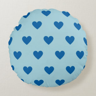 Blue Niedlich Simple Heart Pattern Rundes Kissen