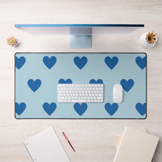 Blue Niedlich Simple Heart Pattern Schreibtischunterlage (Büro 1)