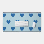 Blue Niedlich Simple Heart Pattern Schreibtischunterlage (Tastatur & Maus)