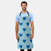 Blue Niedlich Simple Heart Pattern Schürze (Getragen)