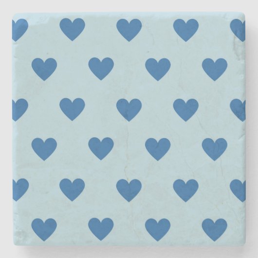 Blue Niedlich Simple Heart Pattern Steinuntersetzer (Vorderseite)