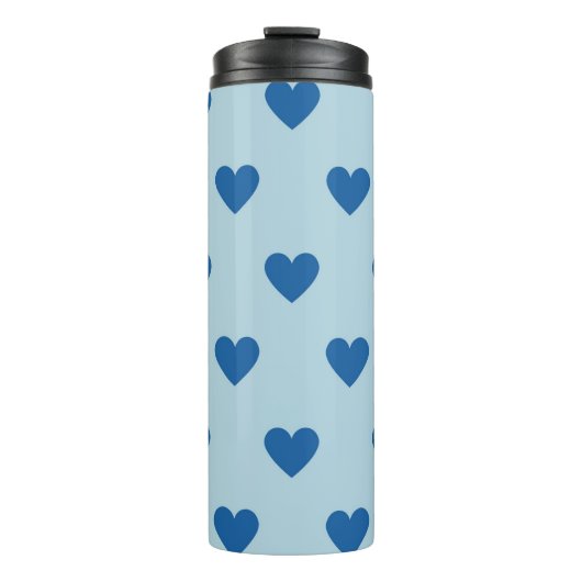 Blue Niedlich Simple Heart Pattern Thermosbecher (Vorderseite)