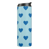 Blue Niedlich Simple Heart Pattern Thermosbecher (Nach links gedreht)