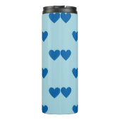 Blue Niedlich Simple Heart Pattern Thermosbecher (Rückseite)