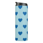 Blue Niedlich Simple Heart Pattern Thermosbecher (Nach rechts gedreht)