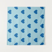 Blue Niedlich Simple Heart Pattern Wandteppich (Vorderseite (Horizontal))