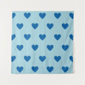 Blue Niedlich Simple Heart Pattern Wandteppich (Vorderseite)