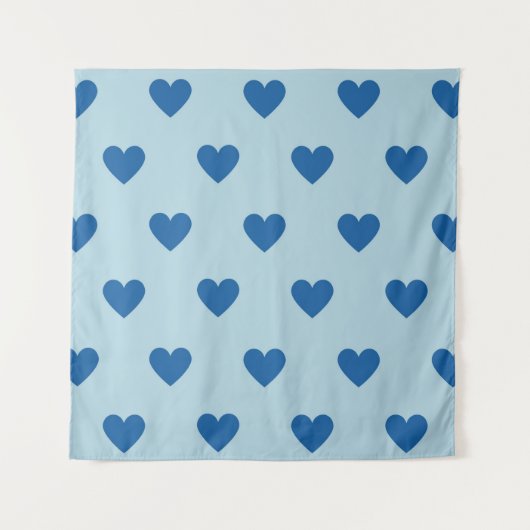 Blue Niedlich Simple Heart Pattern Wandteppich (Vorderseite)