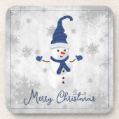 Blue Niedlich Snowman Beverage Coaster Getränkeuntersetzer (Vorderseite)