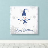 Blue Niedlich Snowman Canvas Print Leinwanddruck (Insitu (Holzboden))