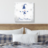 Blue Niedlich Snowman Canvas Print Leinwanddruck (Insitu (Schlafzimmer))