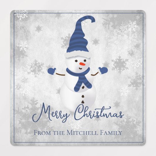 Blue Niedlich Snowman Holiday Baking Labels Etiketten (Design 1)