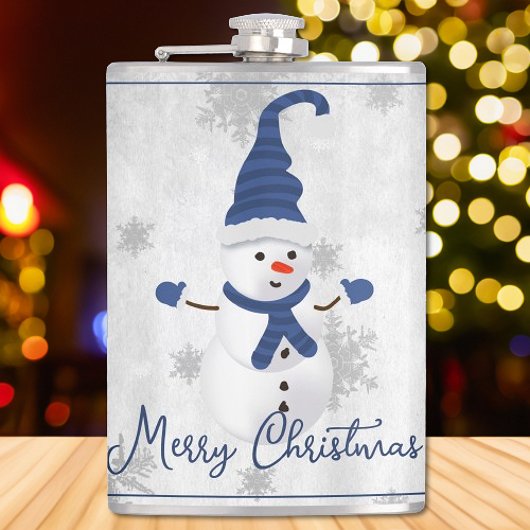 Blue Niedlich Snowman Holiday Flask Flachmann