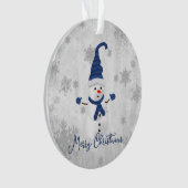 Blue Niedlich Snowman Holiday Ornament (Vorderseite)